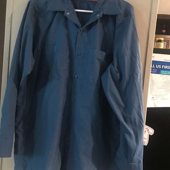Red Kap Blue Men's Work Shirt Size Large - Picture 5 of 10